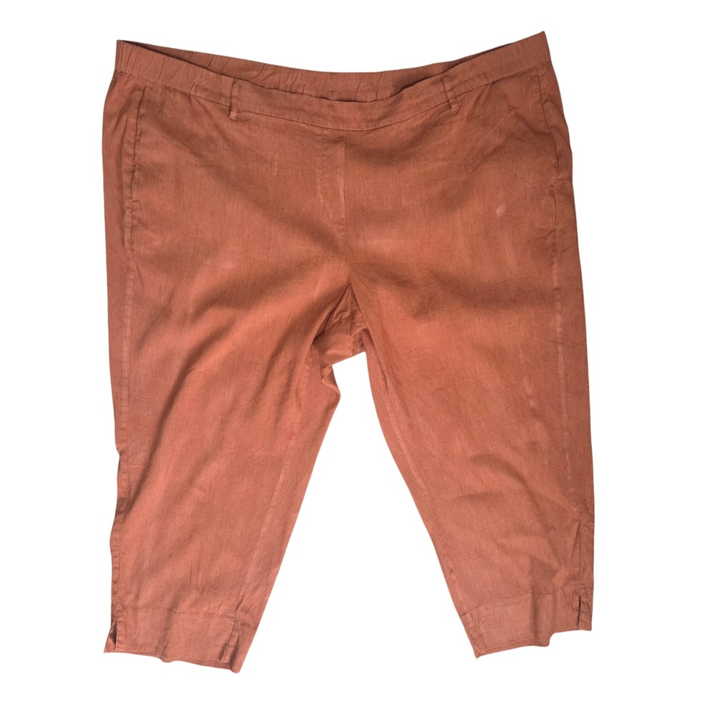 J. Jill Linen Blend Stretch Burnt Orange Straight Leg Ankle Pants Womens 4X